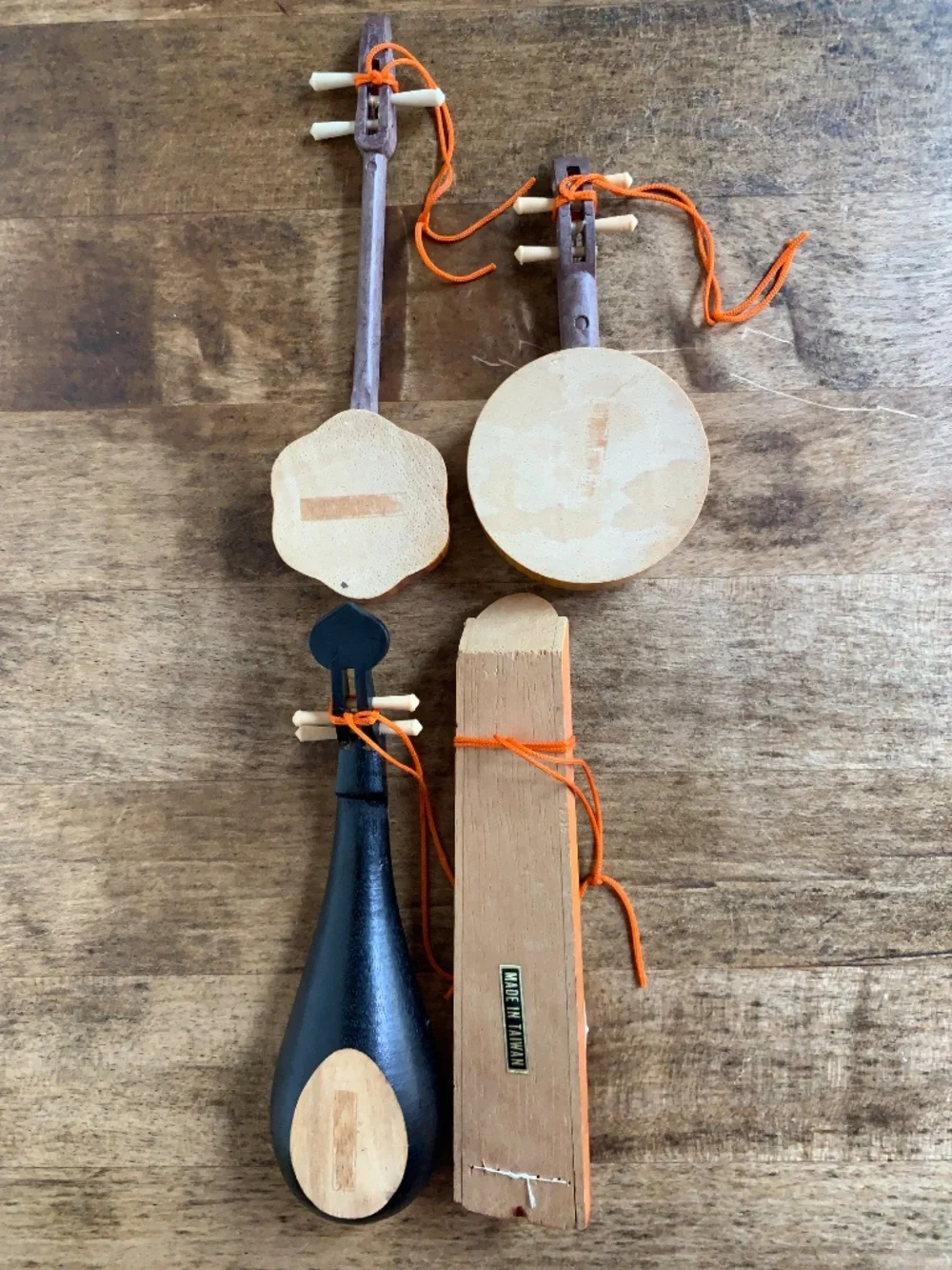 Handmade Bamboo Musical Instrument Ornaments – Set of 4 – Vintage